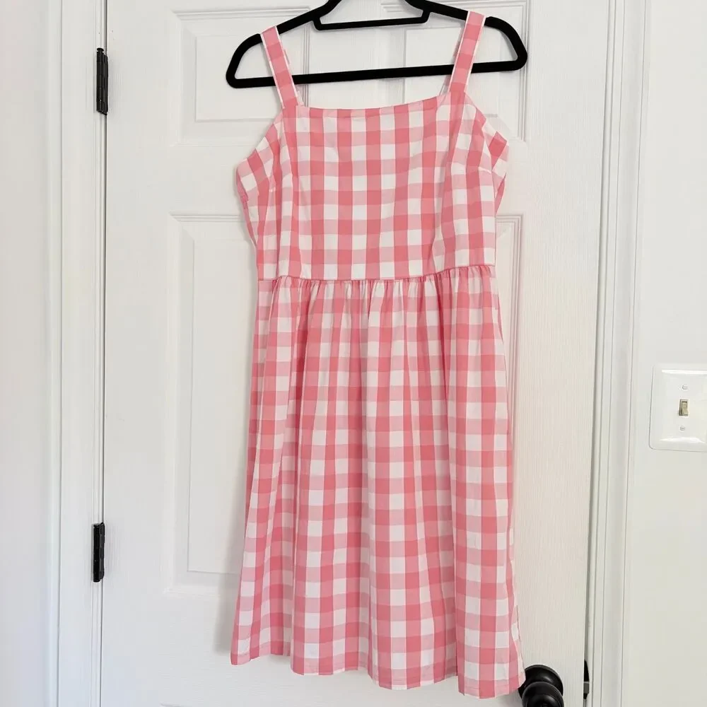 J.Crew Pink Gingham Smocked Sundress Size M Preowned Summer Cottagecore